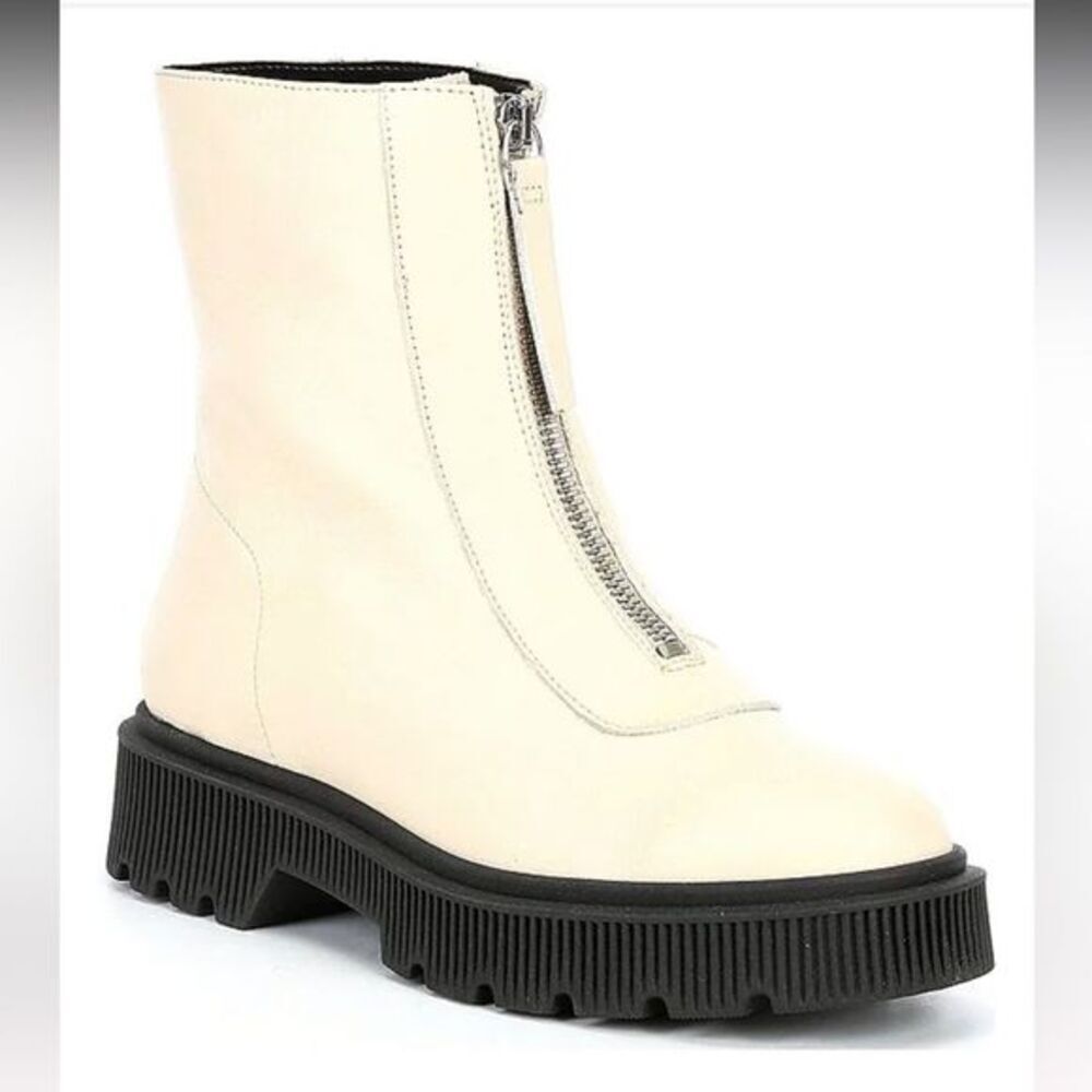 Kurt Geiger Cream and Black Combat Boots